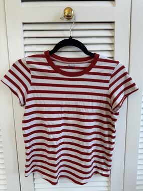 Madewell Red and White Striped Short-Sleeve Tee